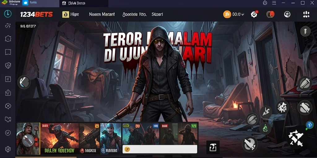 Tangkapan layar gameplay menyeramkan di 1234BETS dengan suasana horor yang mencekam.