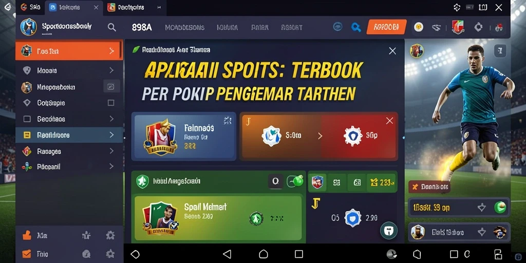 Tampilan antarmuka aplikasi Sportsbook 898A yang menarik.