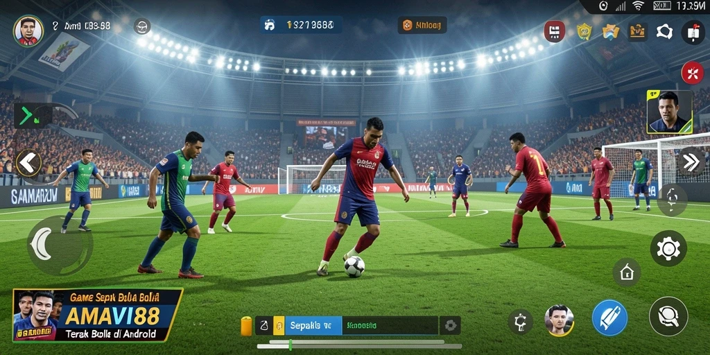 Tampilan gameplay menarik dari AMAVI88 saat pertandingan sepak bola.