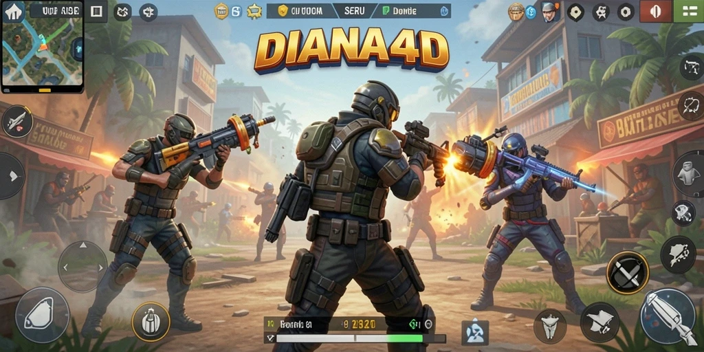 Tampilan gameplay menegangkan di DIANA4D saat pertempuran sengit berlangsung.