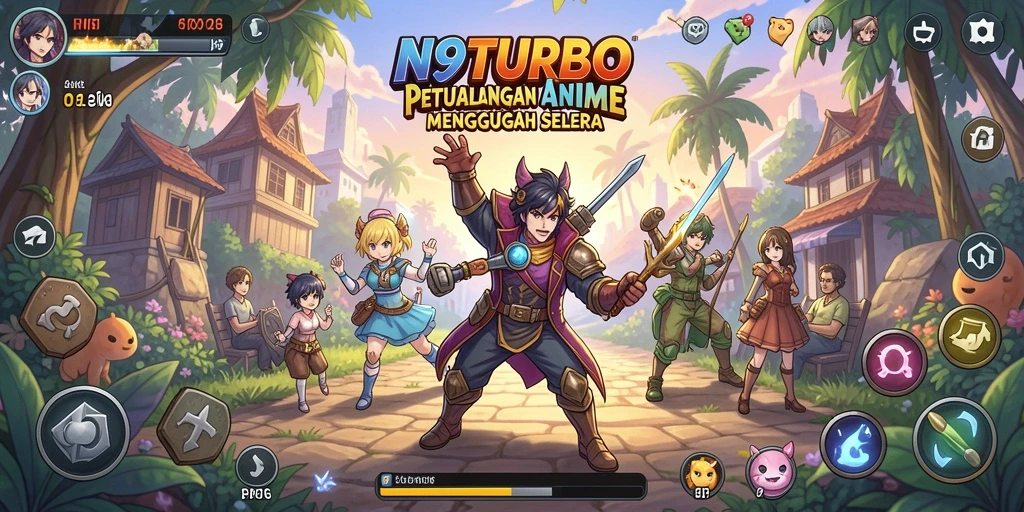 Tampilan screenshot N9TURBO menampilkan aksi seru dalam pertarungan Anime.