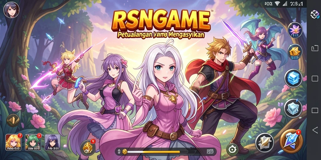 Tampilan gameplay RSNGAME yang menampilkan karakter anime yang menarik.
