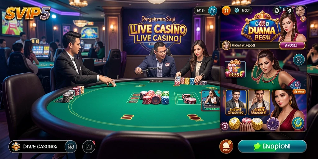 Tampilan gameplay Live Casino yang seru dan interaktif.