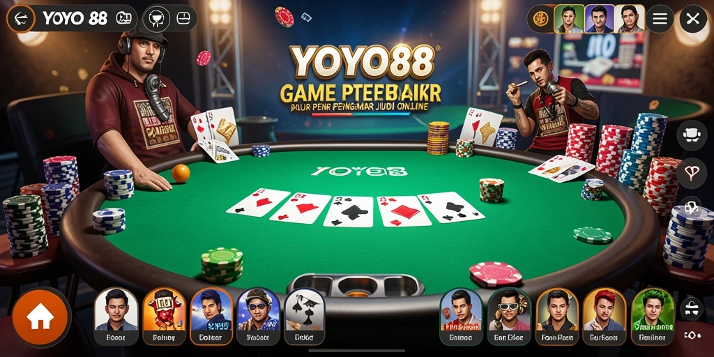 Screenshot gameplay YOYO88 menampilkan suasana meja poker yang mendebarkan.