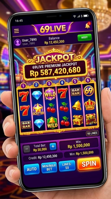 Tampilan antarmuka utama aplikasi 69live yang menarik.